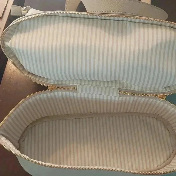 NWOT JOY MANGANO Double Decker Leather Tan Tote Purse with matching Wristlet - Picture 11 of 11